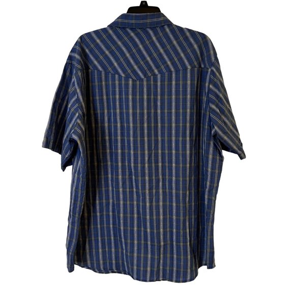 Canyon Guide Outfitters Shirt Mens 2XL Blue Plaid Pearl Snap Short Sleeve Pocket - Picture 8 of 9